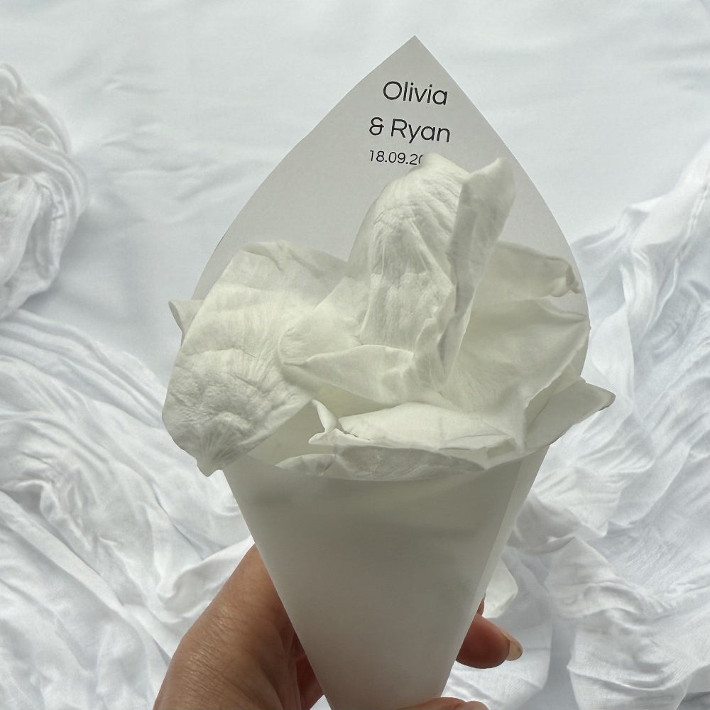 Customised Vellum Paper Confetti Cones - Olivia Style - Add your own text - Eco Friendly Pack of 20