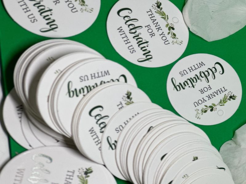 Thank you for celebrating with us wedding tags