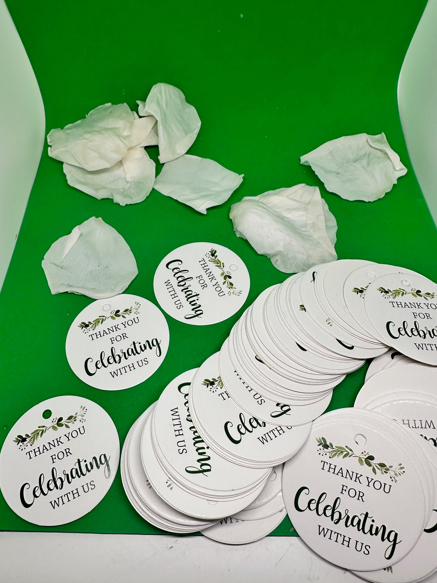 Thank you for celebrating with us wedding tags