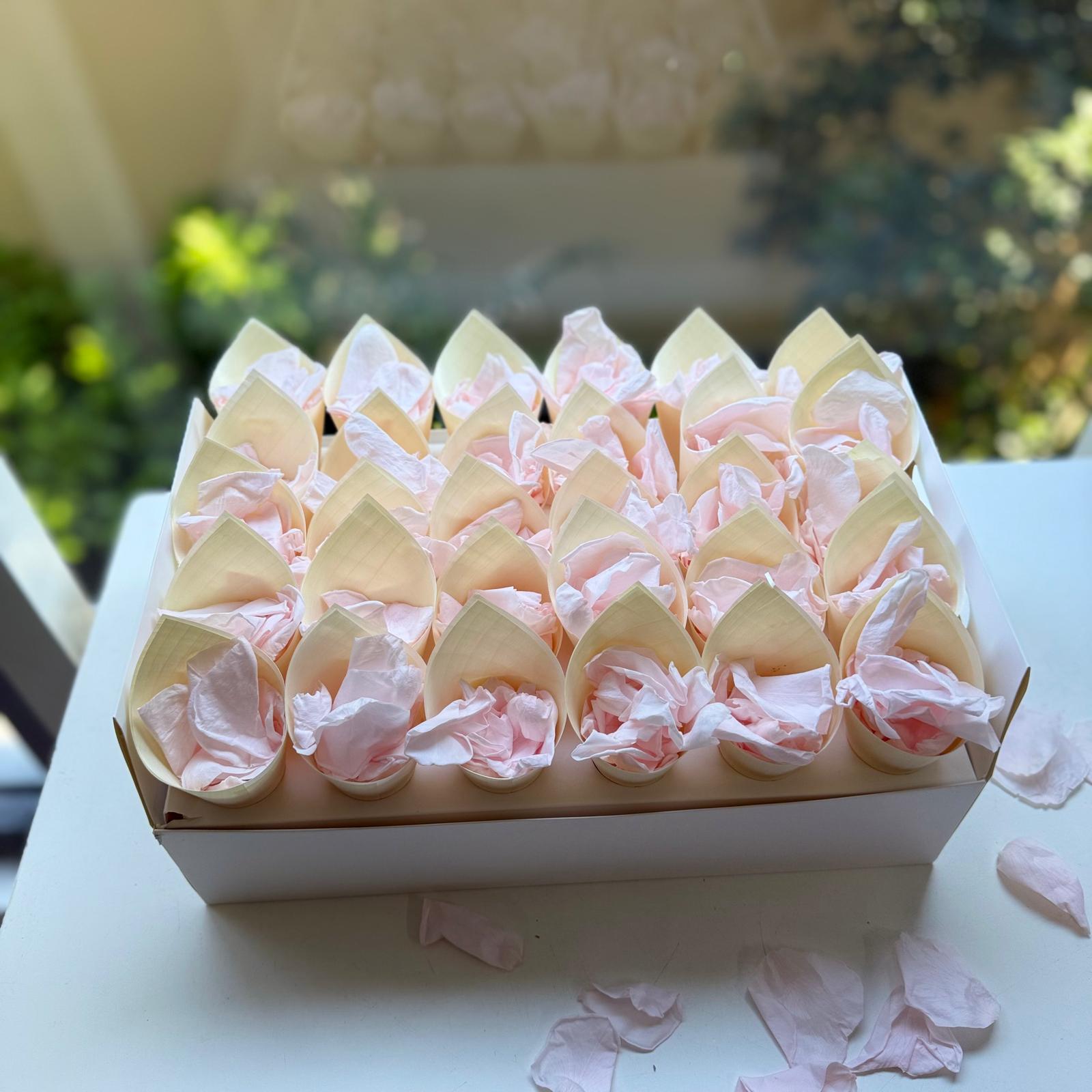 30 Guest Fleurfect Value Bundle- Light Pink Freeze Dried Rose Petal Confetti (Petals+Cones+Tray)