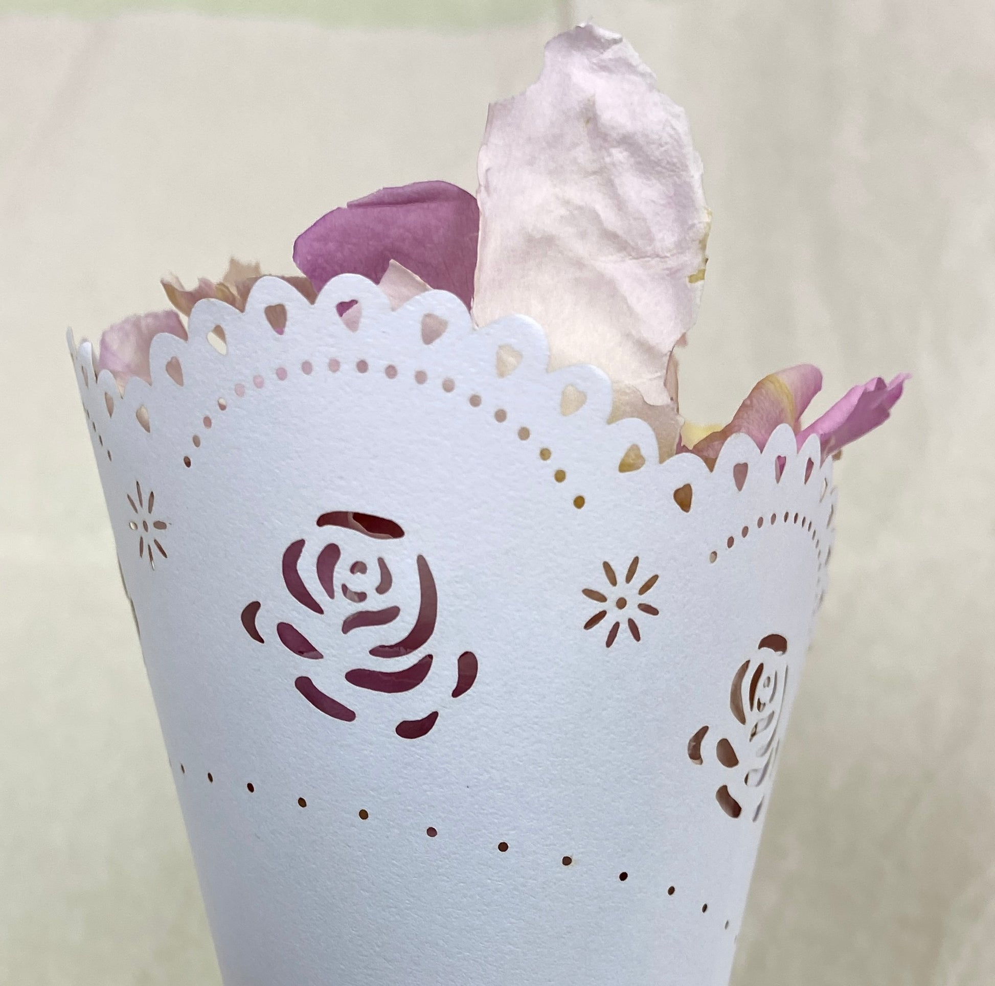 Wedding Confetti Paper Cones Rose Pattern Medium 12.5x 12.5cm Pack of 25