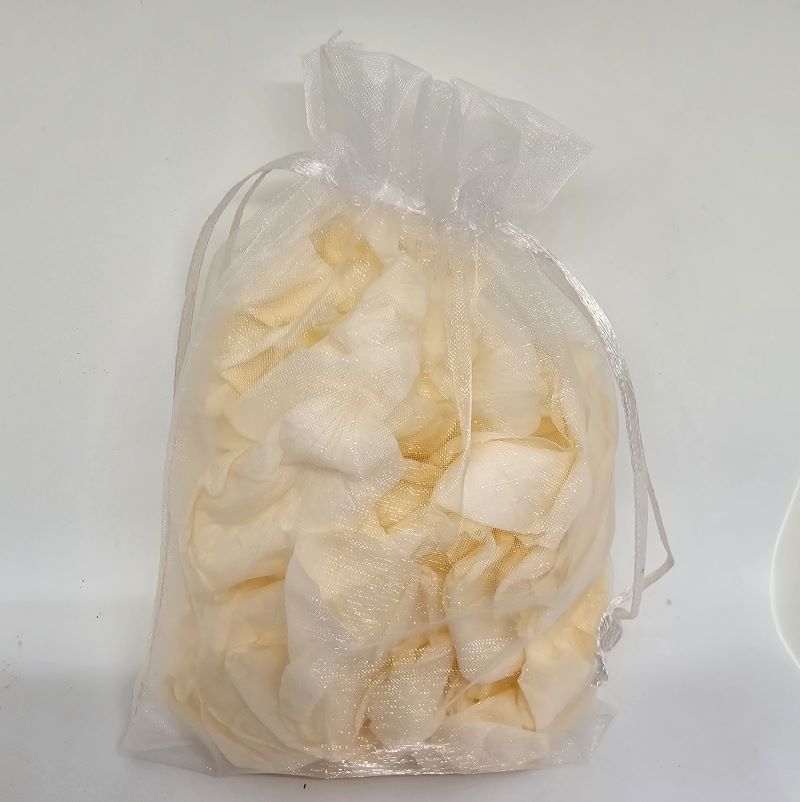 Freeze Dried and Preserved  Rose Petal Confetti Soft Peach in pre-packaged organza bag