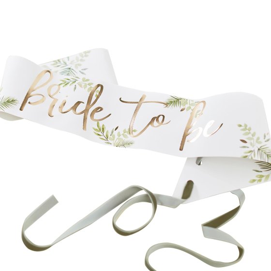 Botanical Hen Party Gold  Bride-to-be  sash 76cm x10cm.
