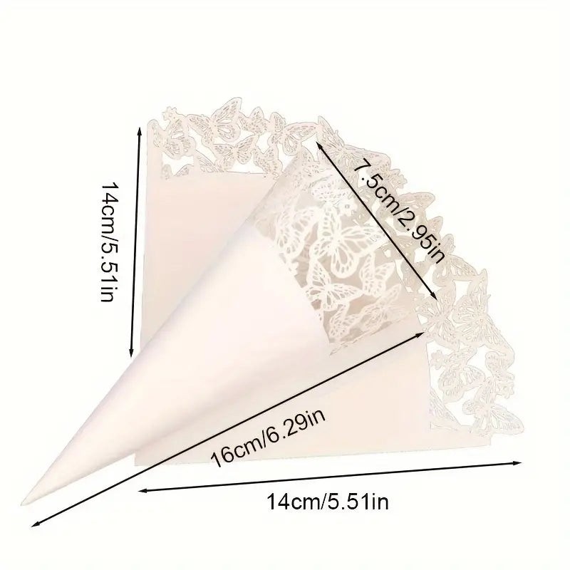 Paper Wedding Confetti Cones  Butterfly Medium 12.5x 12.5cm Pack of 25