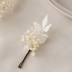 Preserved Natural Flower Bridal Hairpin Babys Breath and Italian Ruscus