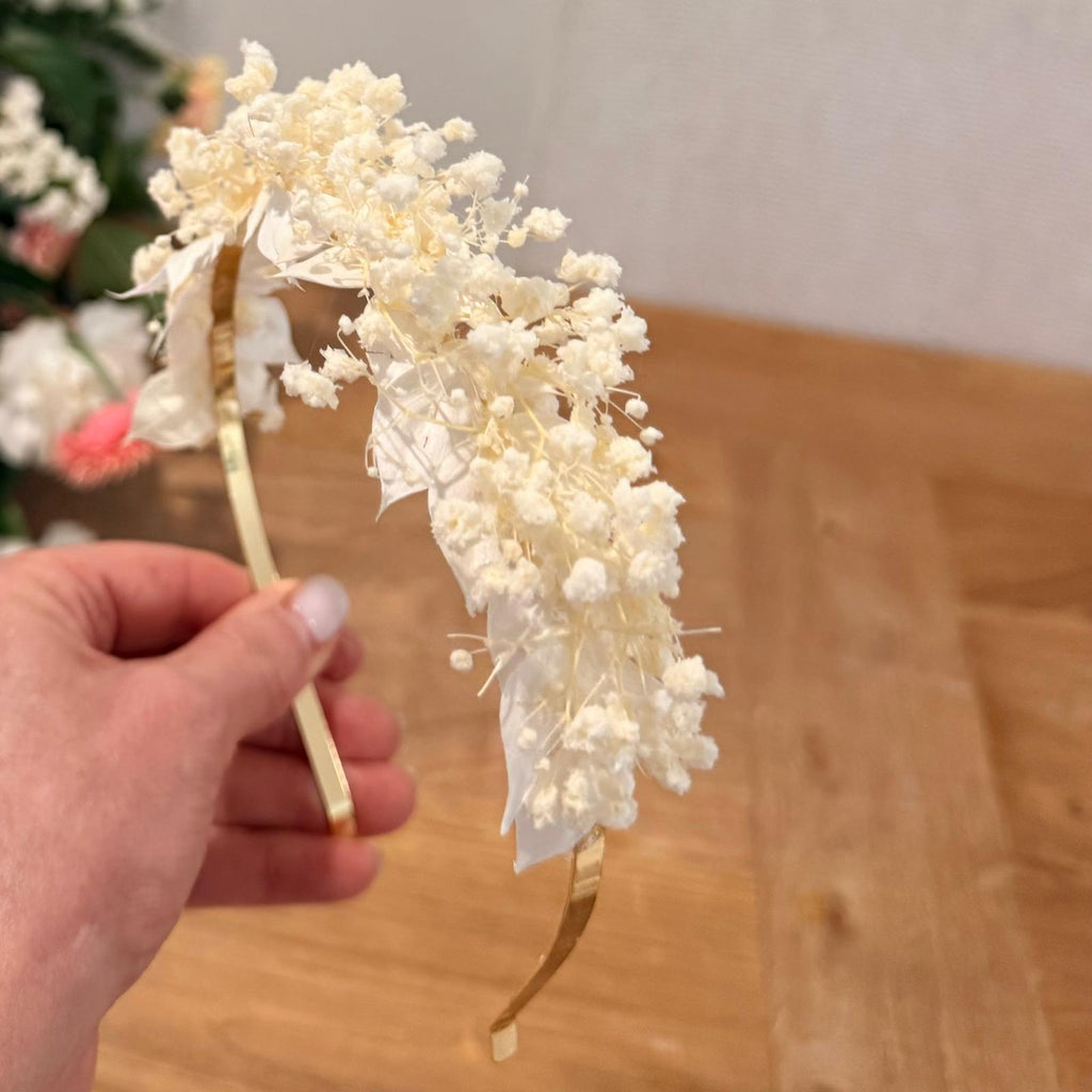 Preserved Natural Flower Bridal Hairband / hair wreath Babys Breath and Italian Ruscus