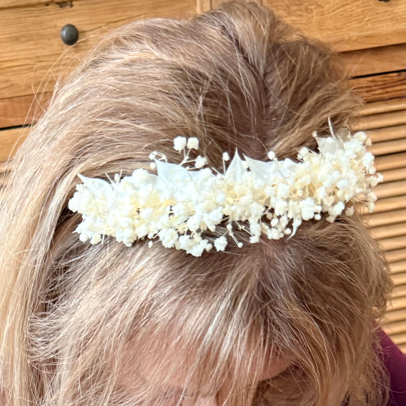 Preserved Natural Flower Bridal Hairband / hair wreath Babys Breath and Italian Ruscus