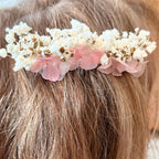Preserved Natural Bridal Haircomb Pink and White