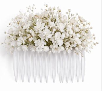 Preserved Natural Bridal Haircomb White