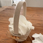 Linen Basket  for carrying eco friendly freeze dried rose petal confetti