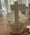 Linen Basket  for carrying eco friendly freeze dried rose petal confetti