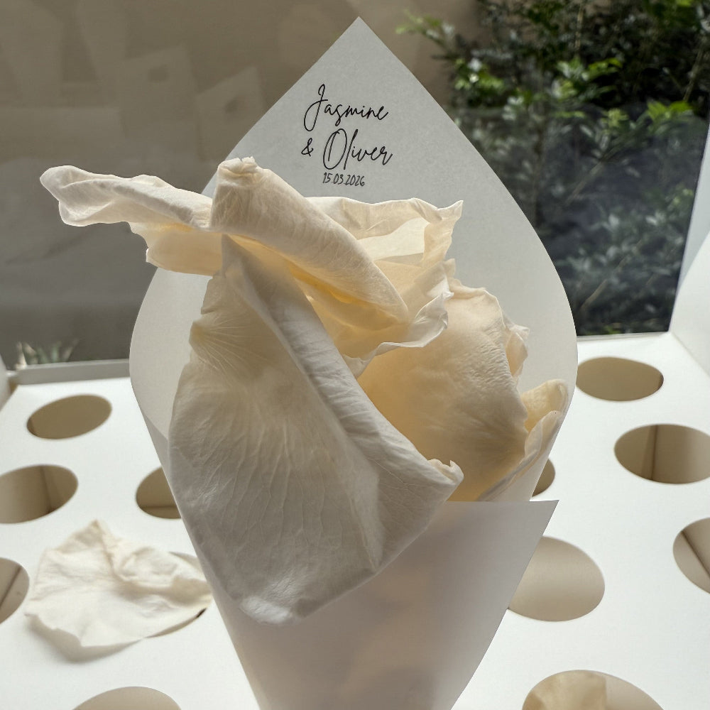 Customised Vellum Paper Confetti Cones - Jasmine Style - Add your own text - Eco Friendly Pack of 20