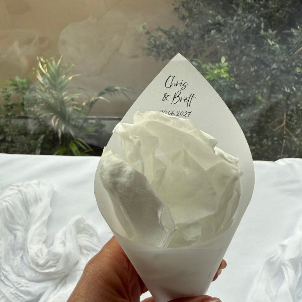 Customised Vellum Paper Confetti Cones -  Chris Style - Add your own text - Eco Friendly Pack of 20