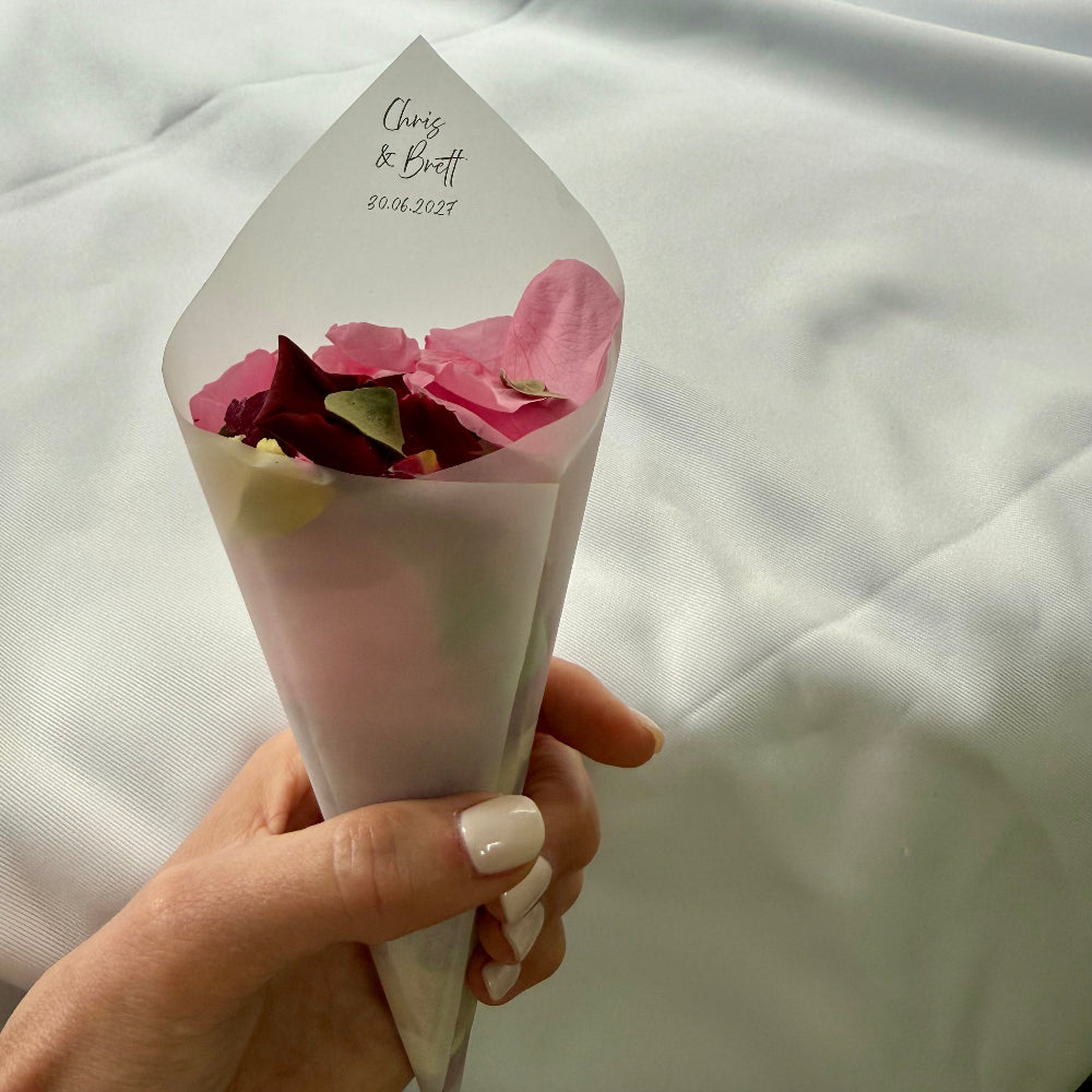 Customised Vellum Paper Confetti Cones -  Chris Style - Add your own text - Eco Friendly Pack of 20