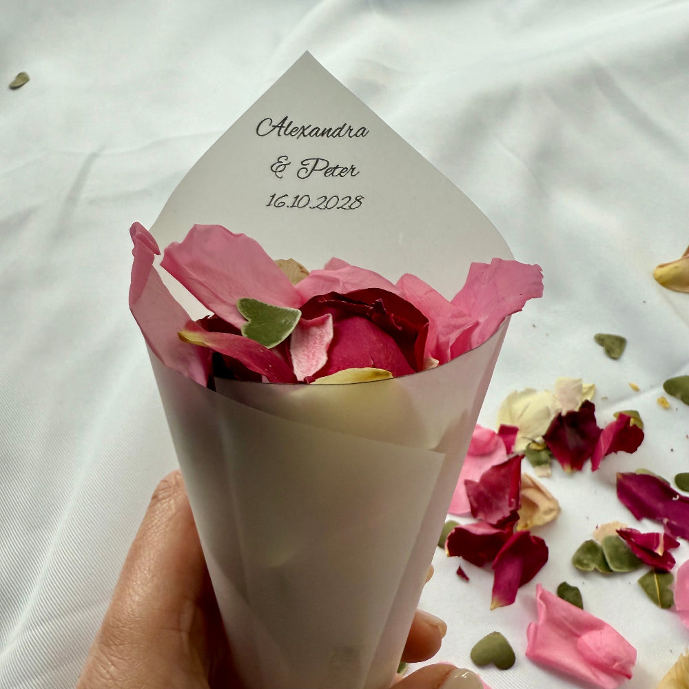 Choose your Font - Option 2 - Vellum Paper, Eco Friendly Confetti Cones Pack of 20