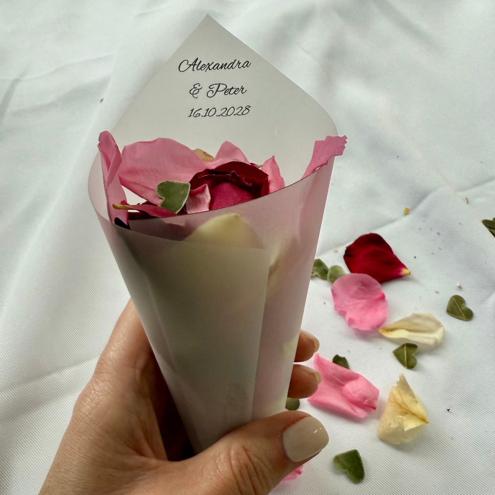 Choose your Font - Option 2 - Vellum Paper, Eco Friendly Confetti Cones Pack of 20