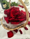 Natural baskets for carrying eco friendly freeze dried rose petal confetti