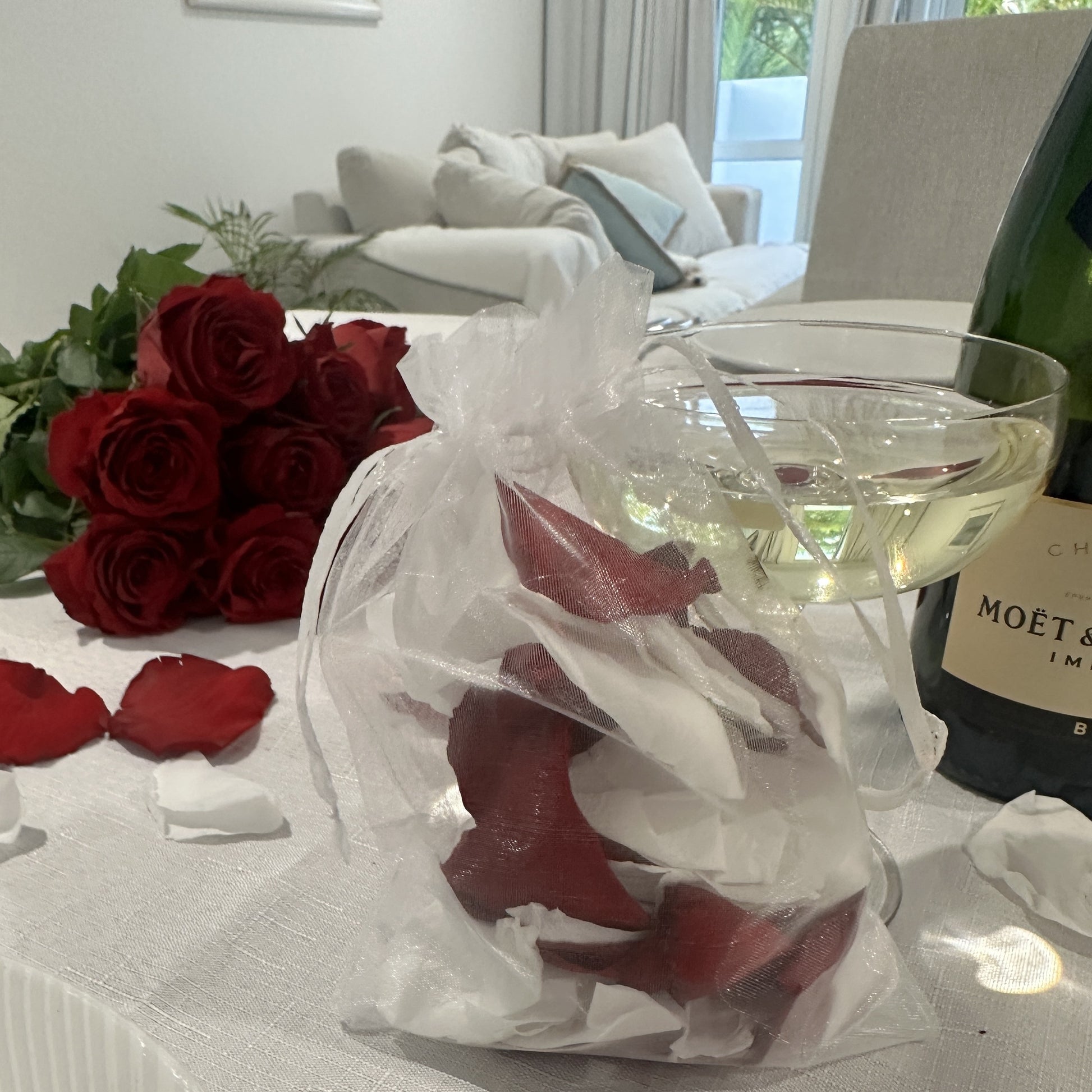 Red and White Strawberries and Cream - Freeze Dried Soft Rose Petal Confetti