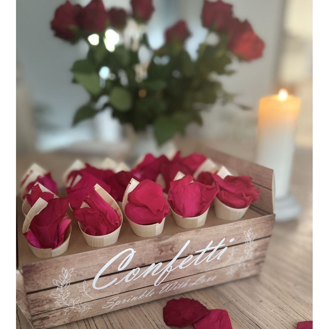 Wooden Wedding Confetti Cones Medium  12.5x 4.5cm Pack of 25