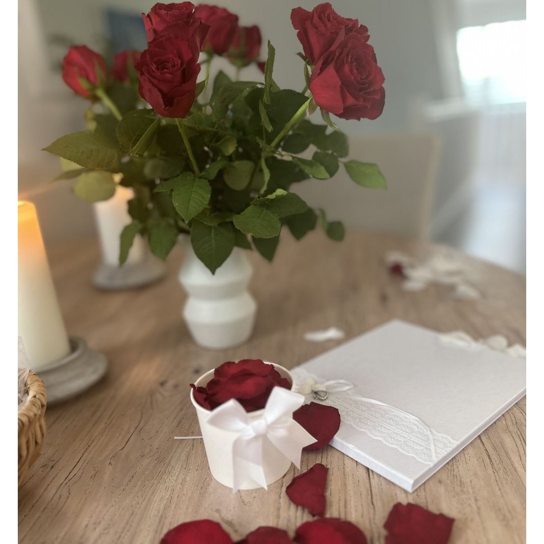 Wedding Guest Book Rose Gold Foil Text