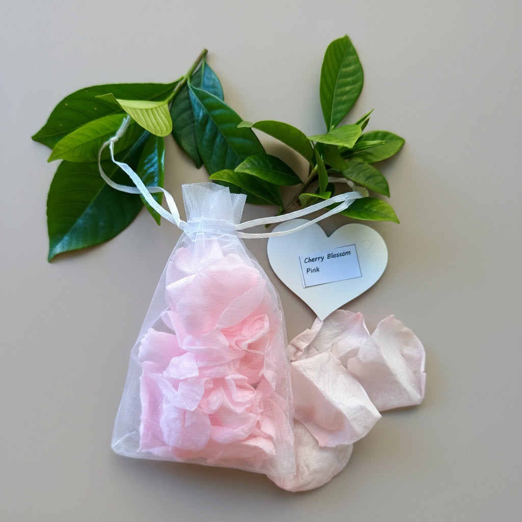 30 Individually Pre-Packaged Organza Bags Biodegradable Petal Confetti -Cherry Blossom Pink