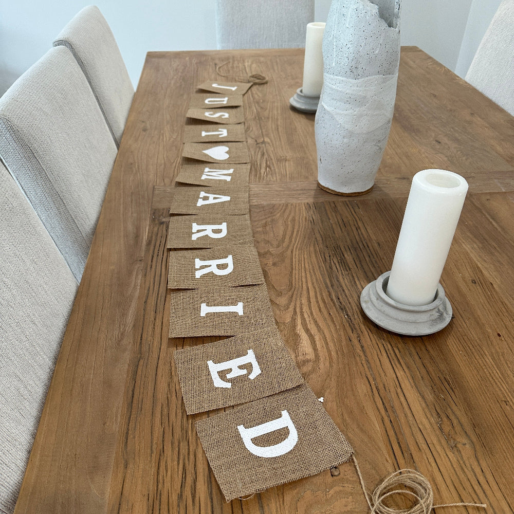 Just Married Bunting White