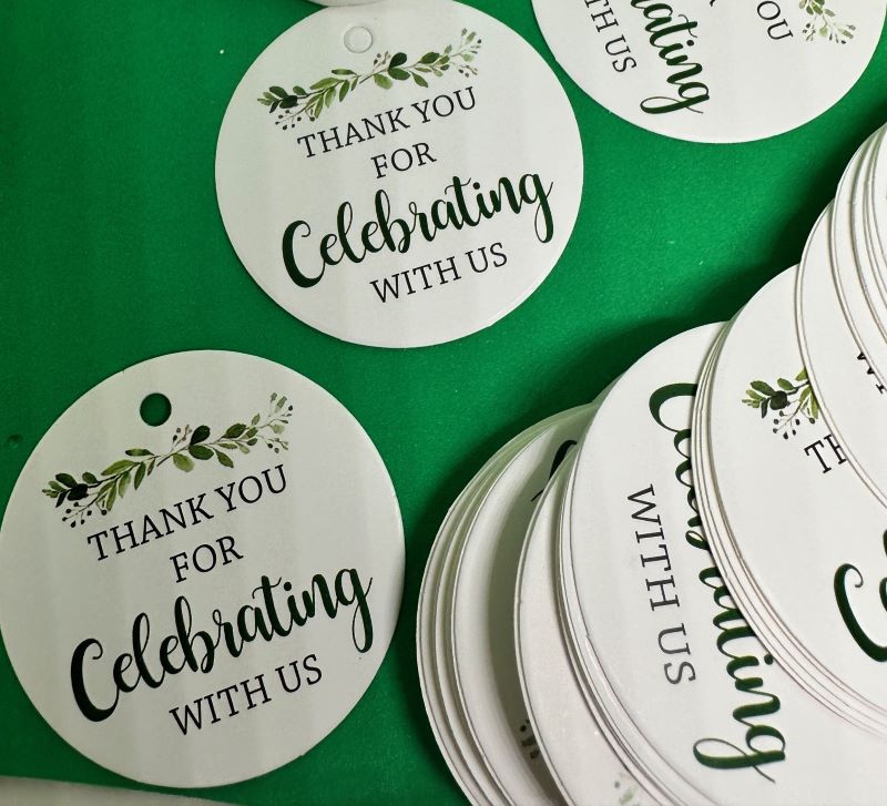 Thank you for celebrating with us wedding tags