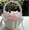 Satin flower girl baskets for carrying eco friendly freeze dried rose petal confetti