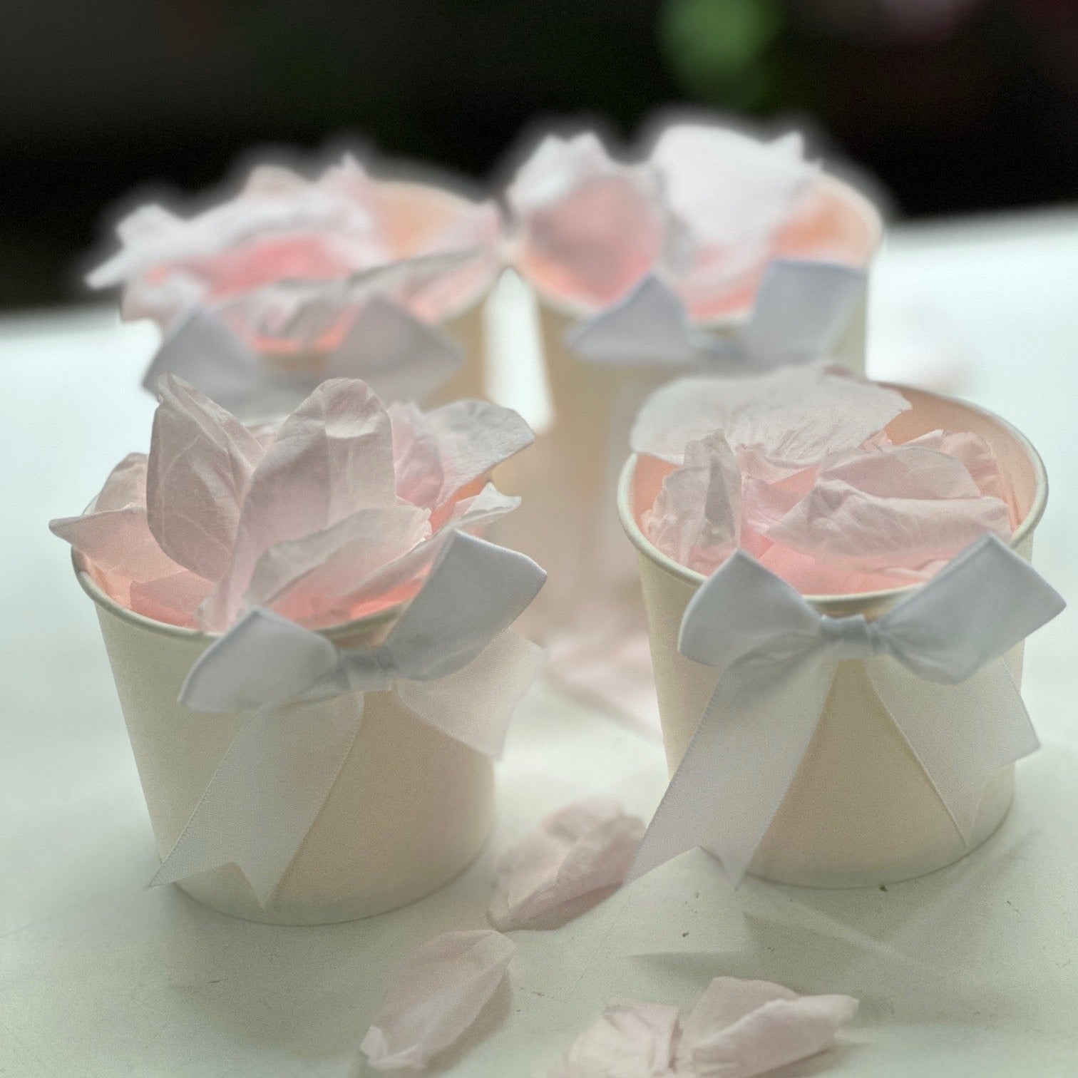 30 Individually Pre-Packaged Tubs Biodegradable Rose Petal Confetti -Pale Cotton Candy