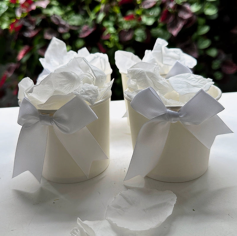30 Individually Pre-Packaged Tubs Biodegradable Rose Petal Confetti- Snow White