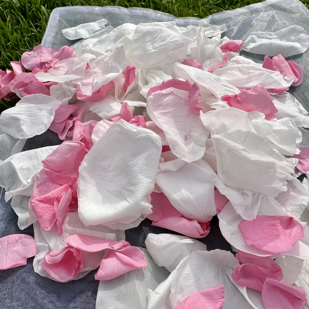 30 Individually Pre-Packaged Organza Bags Biodegradable Rose Petal Confetti - Coconut Ice Pink