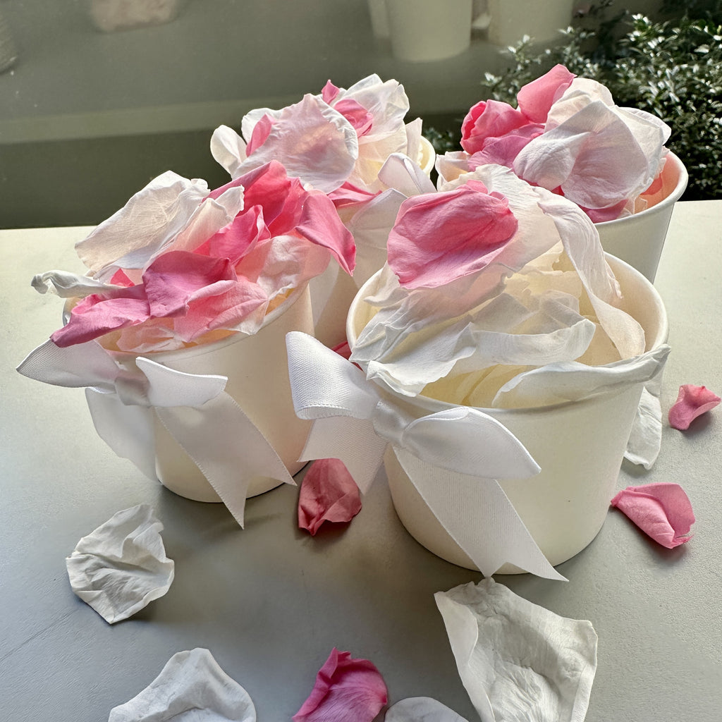 30 Individually Pre-Packaged Tubs Biodegradable Rose Petal Confetti - Coconut Ice Pink
