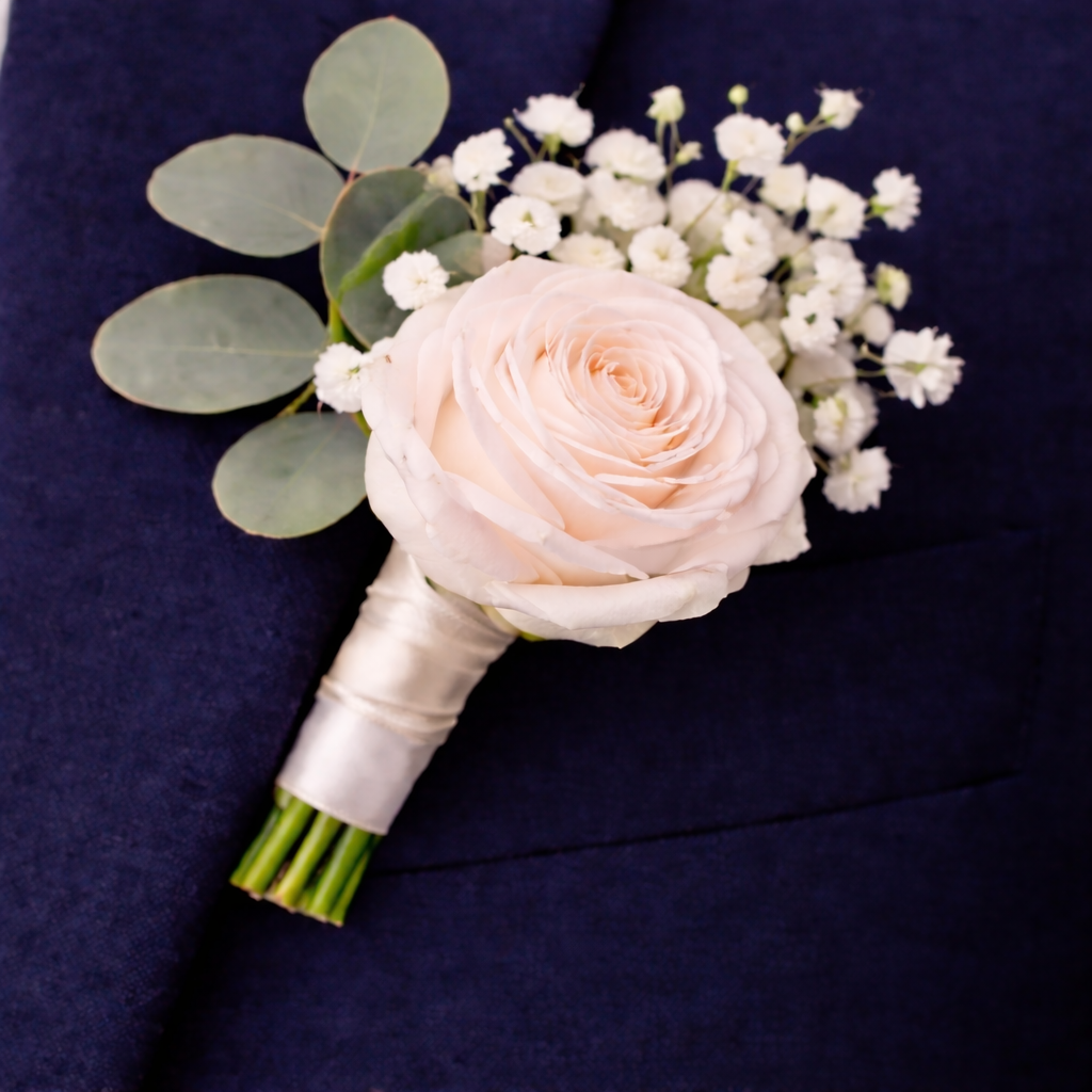 Preserved Natural Buttonhole/ Buttonniere for Groom Pale Pink Rose