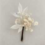 Preserved Natural Flower Bridal Hairpin Babys Breath and Italian Ruscus