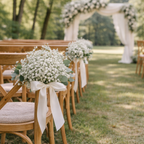 Preserved Flower Pew Ends / Aisle Chair Decorations Medium Pearl White Satin Ribbon