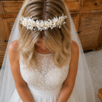 Preserved Natural Flower Bridal Hairband / hair wreath Babys Breath and Italian Ruscus
