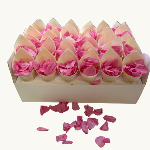 30 Guest Fleuerfect Value Bundle- Pink Freeze Dried Rose Petal Confetti (Petals+Cones+Tray)