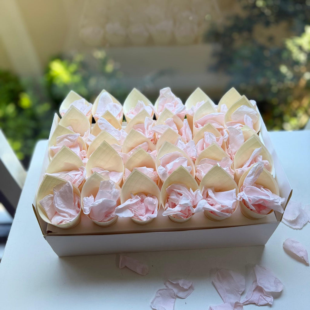 30 Guest Fleurfect Value Bundle- Light Pink Freeze Dried Rose Petal Confetti (Petals+Cones+Tray)