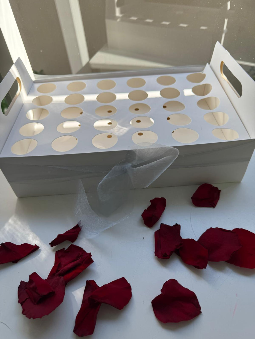 White Wedding Confetti holder tray holds up to 30 cones