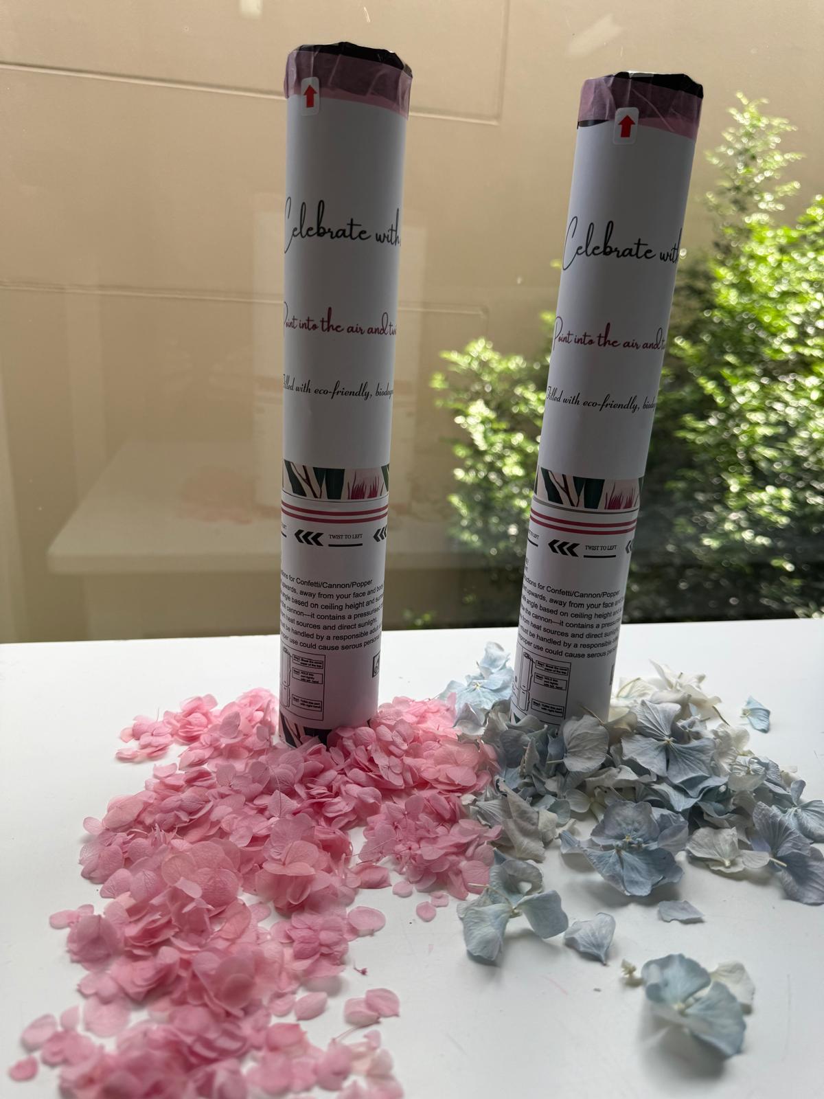 Gender Reveal Pink It's a Girl Natural Hydrangea Petals Confetti Cannon