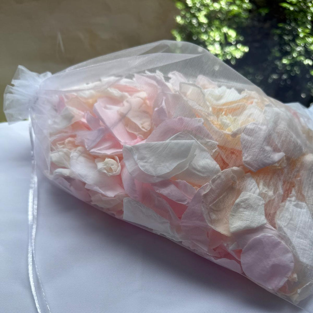 30 Individually Pre-Packaged Organza Bags Biodegradable Rose Petal Confetti- Pastel Perfection