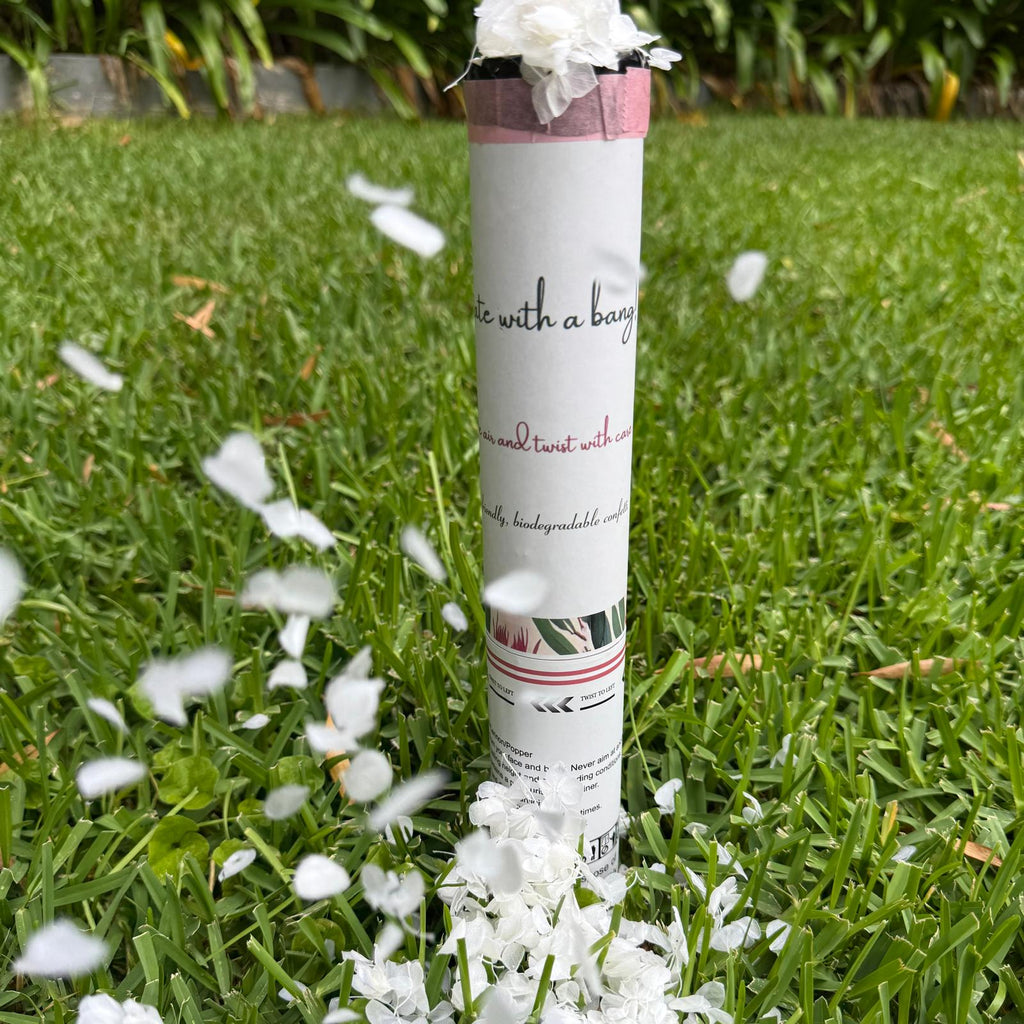 Hydrangea Petal Confetti Cannon/Popper - Antique White