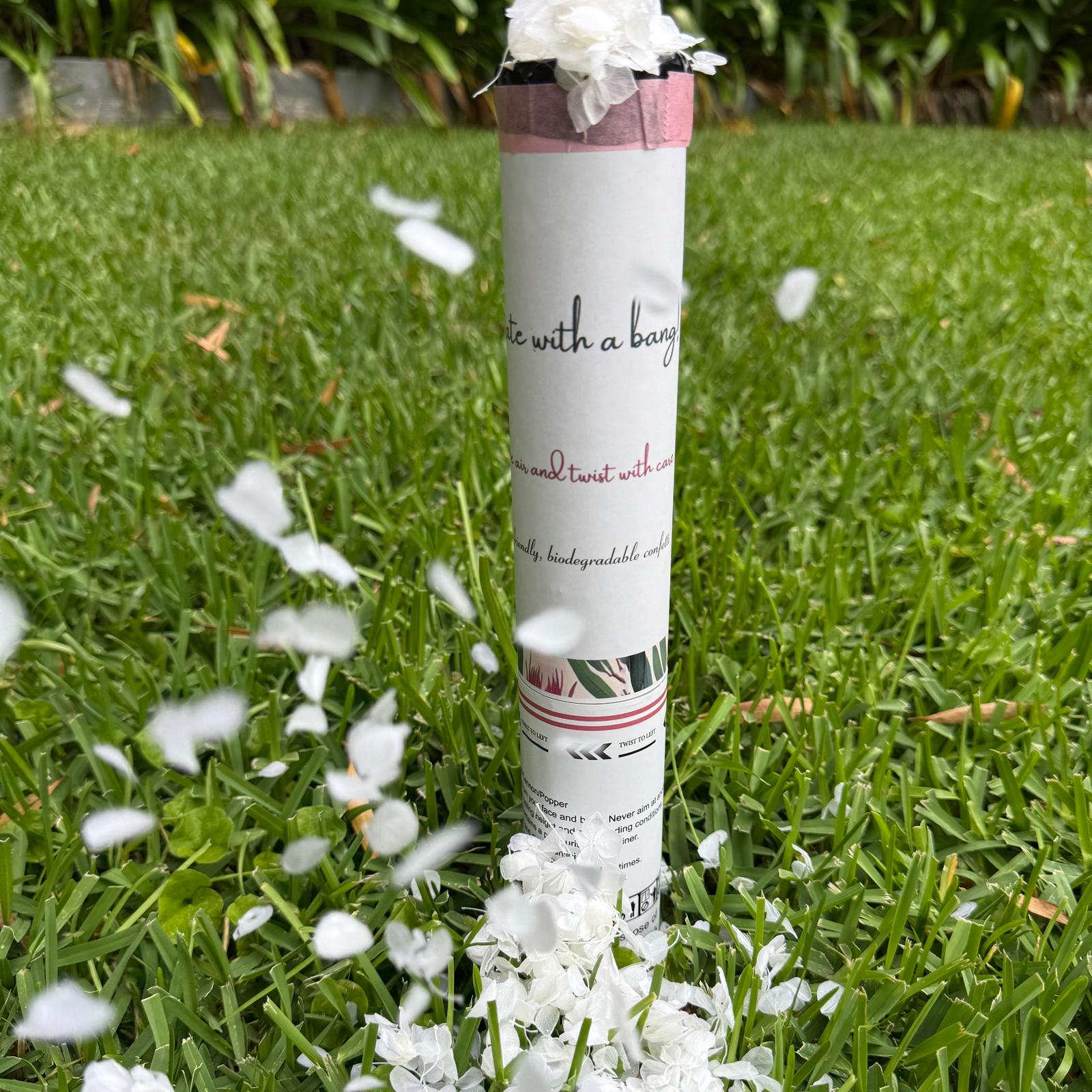 Hydrangea Petal Confetti Cannon/Popper - Antique White