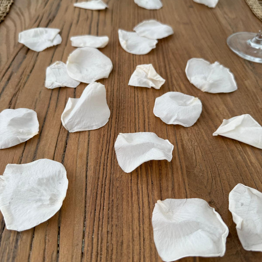 Snow White Freeze Dried Petal Table Decoration 3 x Beige Spotty bags for Weddings, New Baby, Baptisms, Christenings, Communions B&W