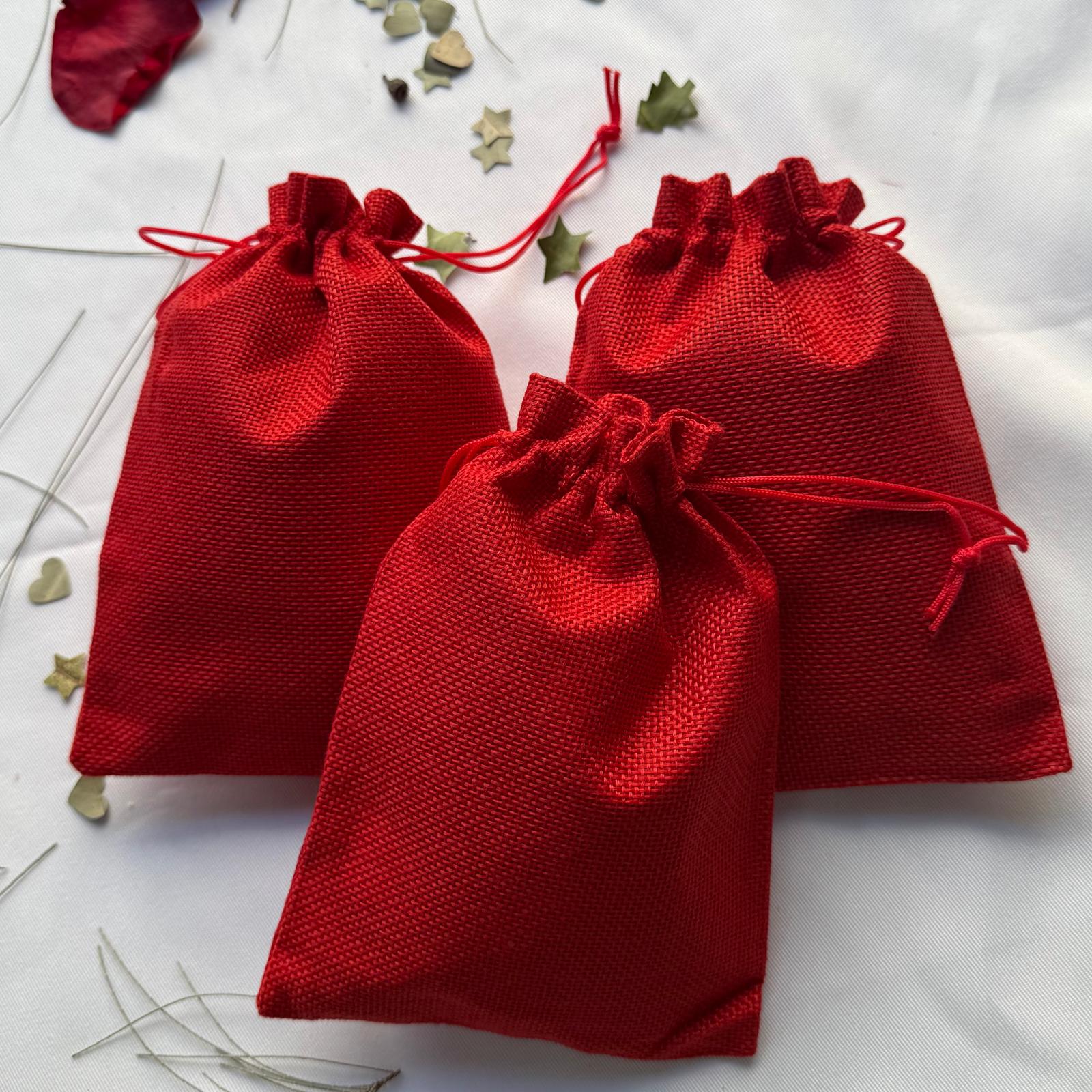Christmas Table Decoration  Freeze Dried Rose Petals Sprinkles- Reusable Red Bags Set of 3