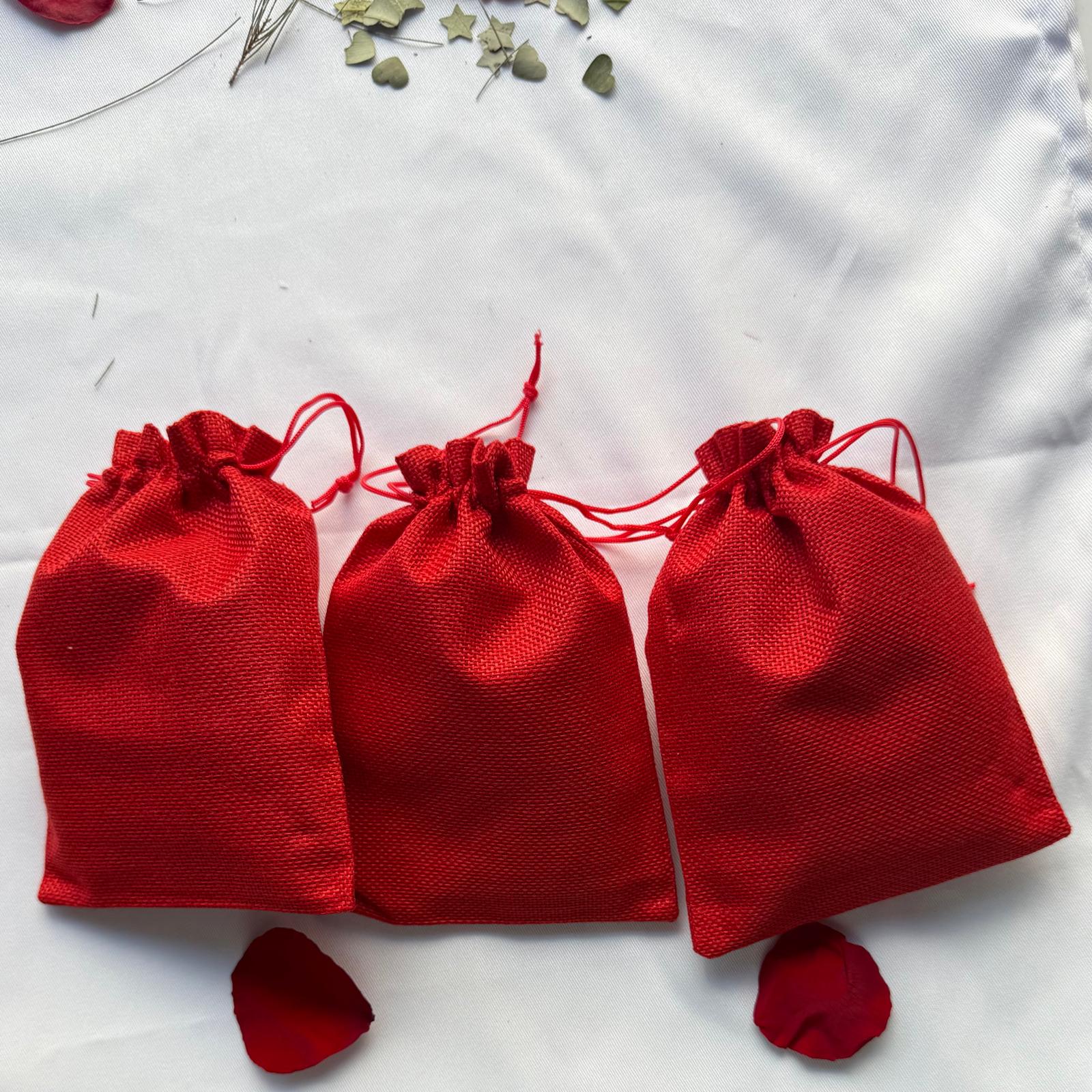 Christmas Table Decoration  Freeze Dried Rose Petals Sprinkles- Reusable Red Bags Set of 3