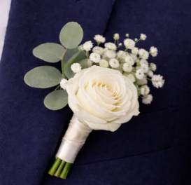 Preserved Natural Buttonhole/ Buttonniere for Groom Ivory Rose