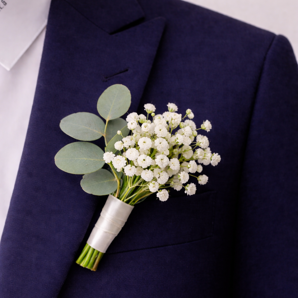 Artificial Flower Buttonhole/Boutonniere for Grooms and Groomsmen