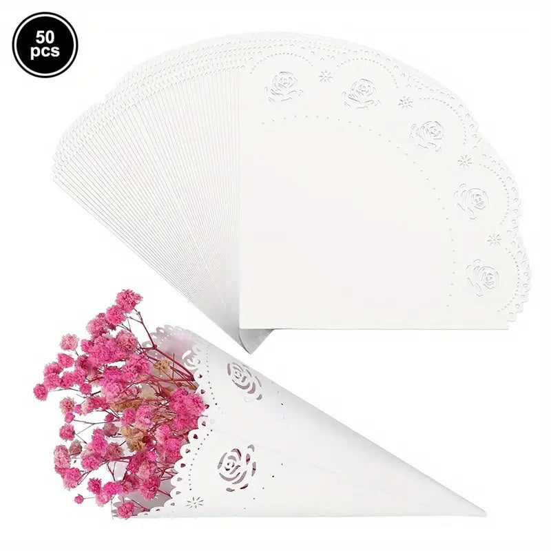 Wedding Confetti Paper Cones Rose Pattern Medium 12.5x 12.5cm Pack of 25