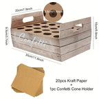 Confetti Cone holder tray holds 20 cones Natural Box with paper cones